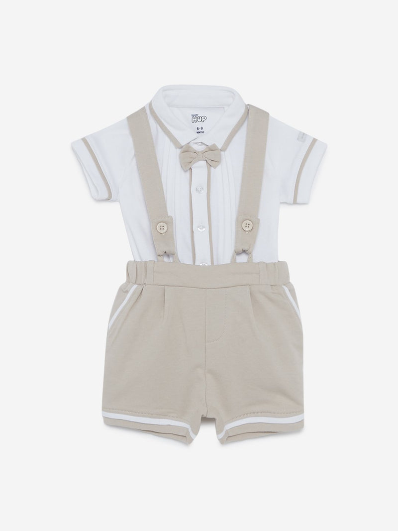 Baby HOP Oat Melange Paul T-Shirt and Dungarees