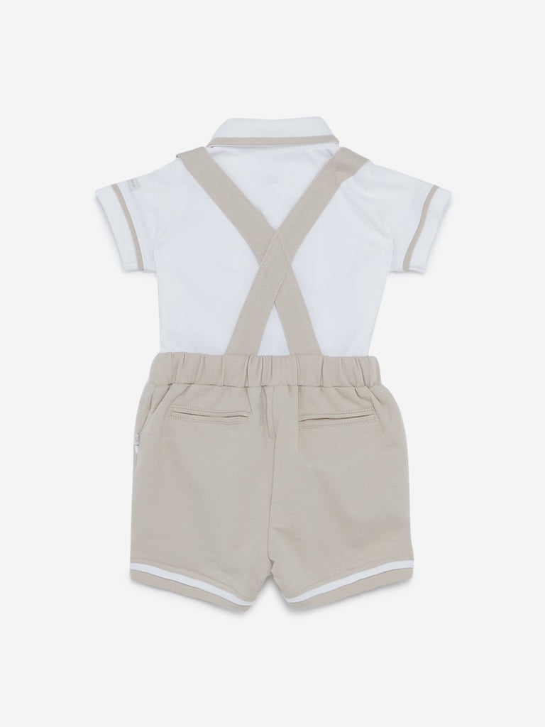 Baby HOP Oat Melange Paul T-Shirt and Dungarees