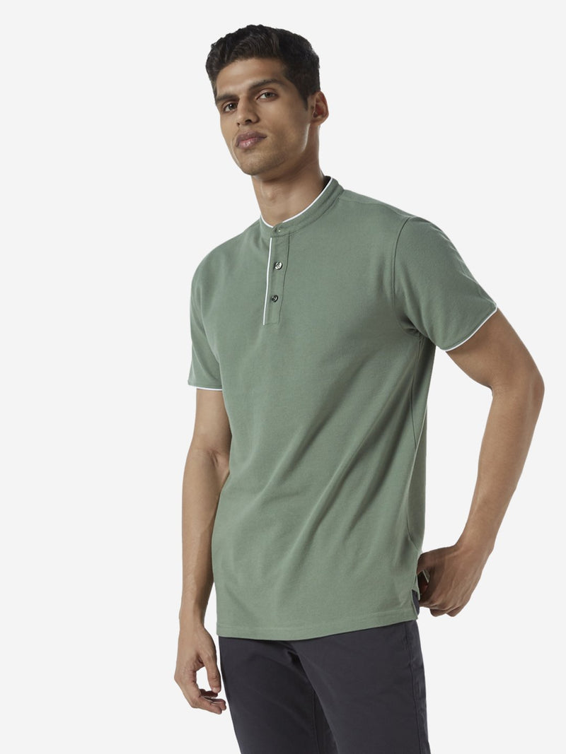 WES Casuals Light Olive Slim Fit T-Shirt