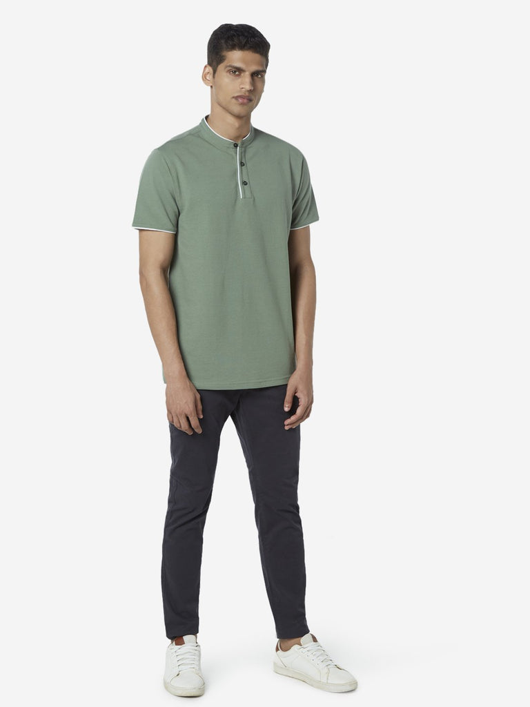 WES Casuals Light Olive Slim Fit T-Shirt