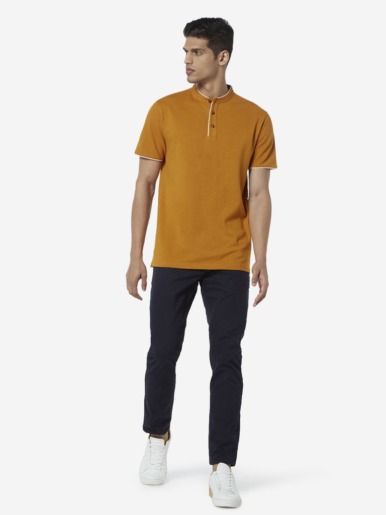 WES Casuals Mustard Slim Fit T-Shirt