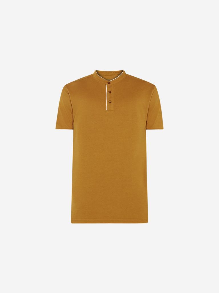 WES Casuals Mustard Slim Fit T-Shirt