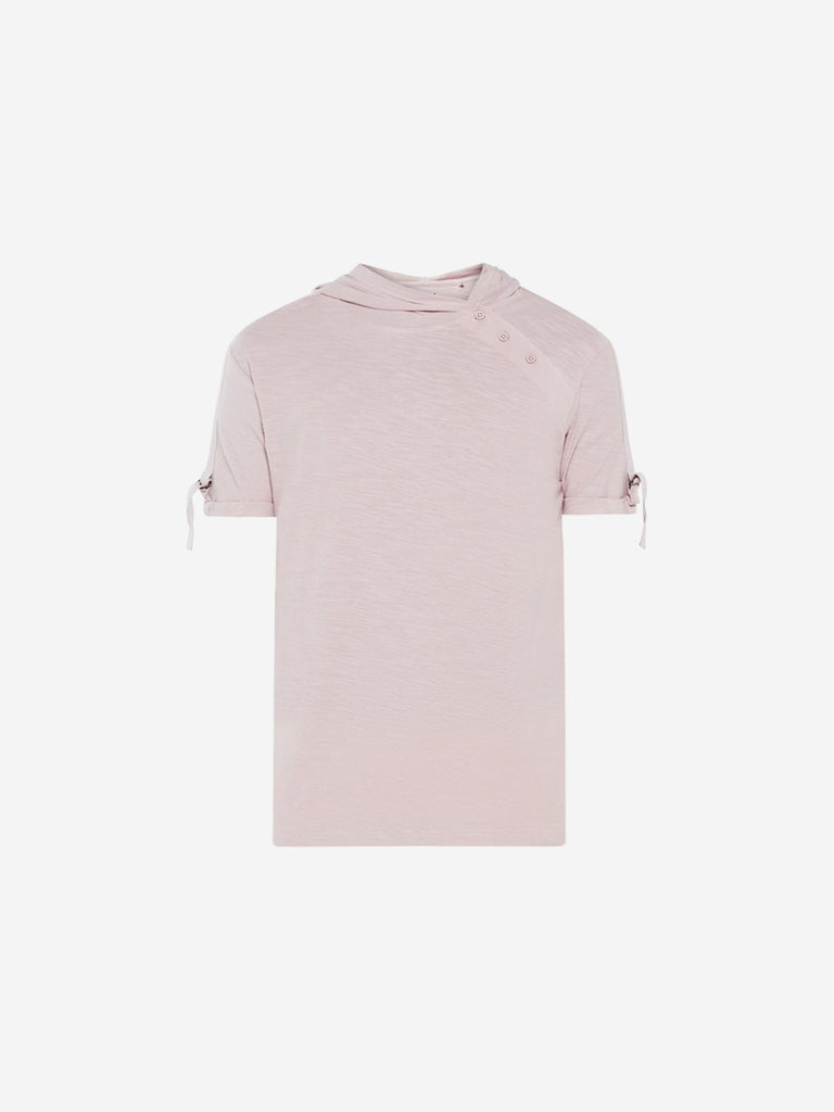 Nuon Dull Pink Slim Fit Hooded T-Shirt