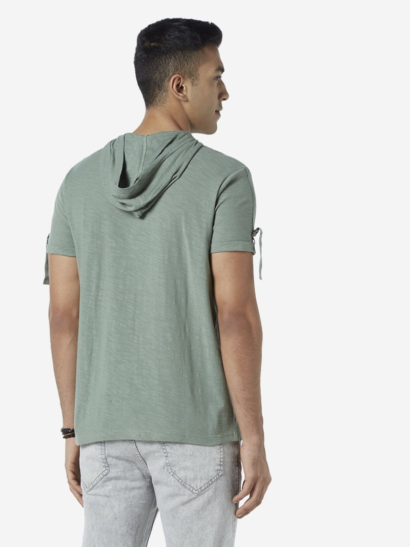 Nuon Sage Green Slim Fit Hooded T-Shirt