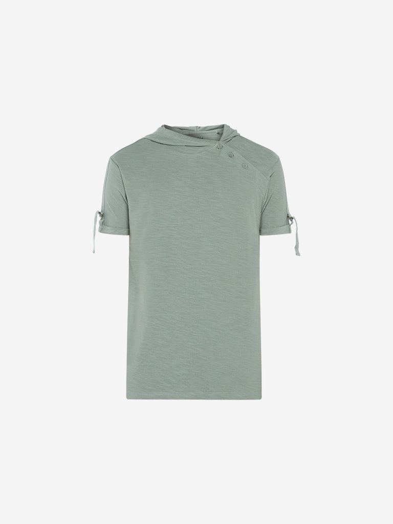 Nuon Sage Green Slim Fit Hooded T-Shirt
