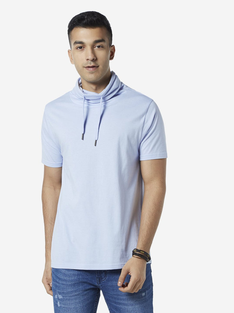 Nuon Light Lavender Snood Neck Slim Fit T-Shirt