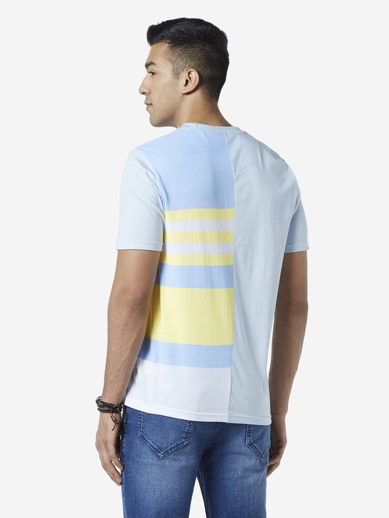 Nuon Light Blue Text Printed Slim Fit T Shirt