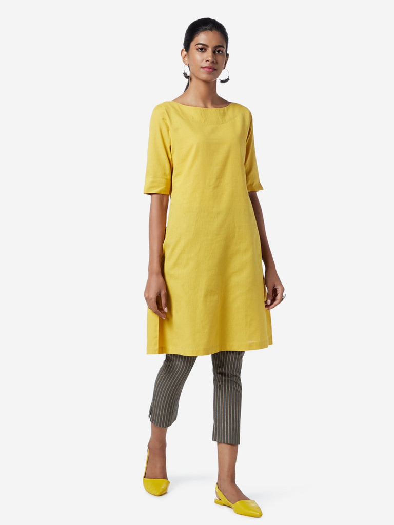 Utsa Grey Striped Cropped Ethnic Pants