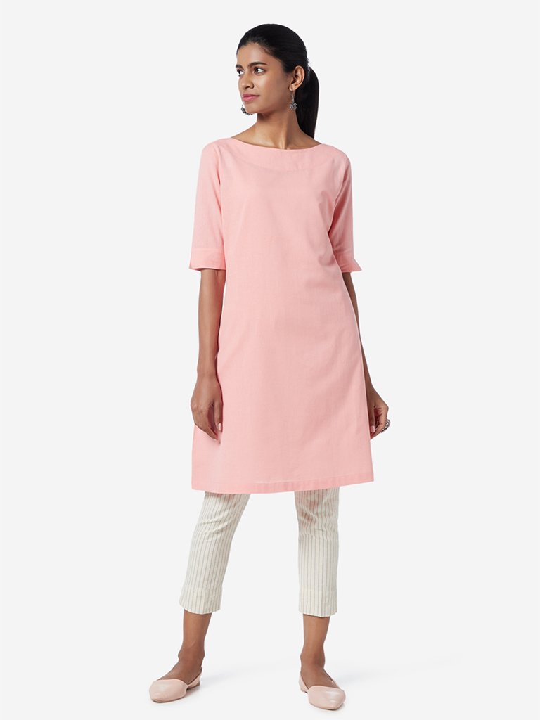 Utsa Off White Striped Cropped Ethnic Pants