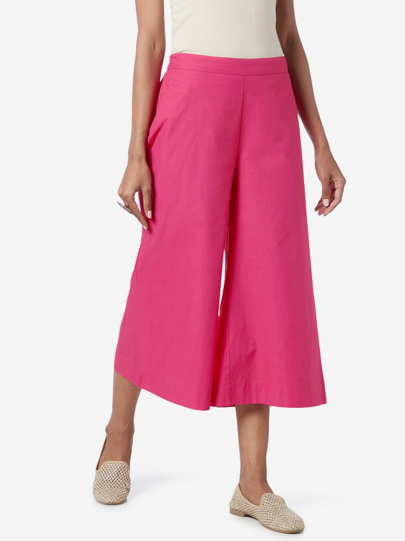 Utsa Dark Pink Cropped Palazzos