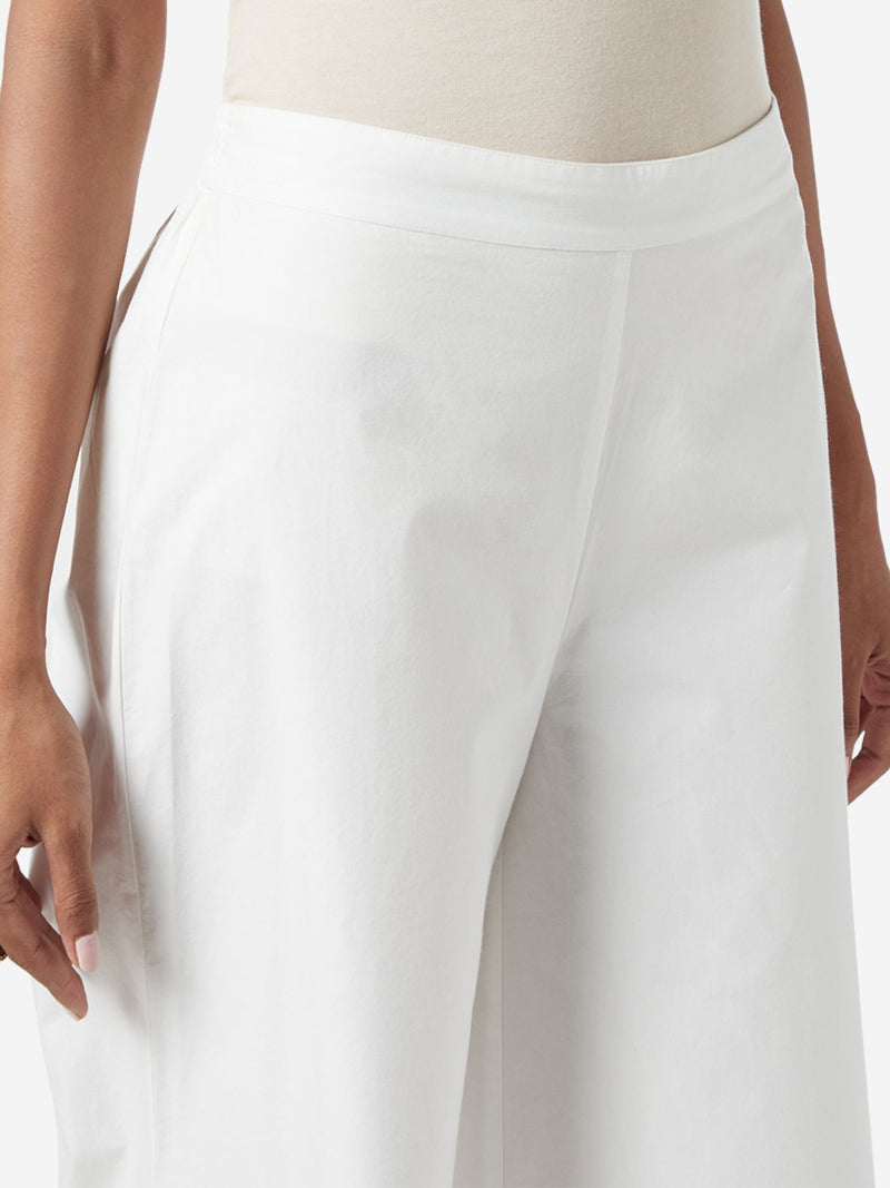 Utsa White Cropped Palazzos