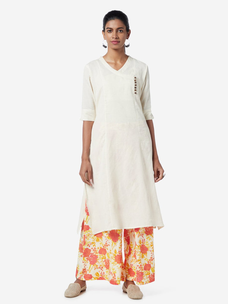 Utsa Coral Floral Patterned Palazzos