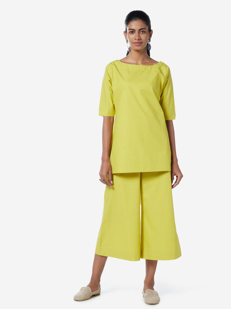 Utsa Lime Cropped Palazzos