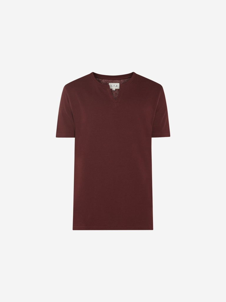 ETA Maroon Slim Fit Self-Textured T-Shirt