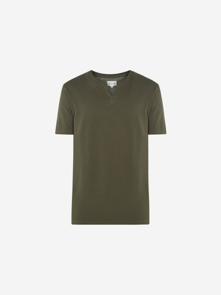ETA Olive Slim Fit Self-Textured T-Shirt