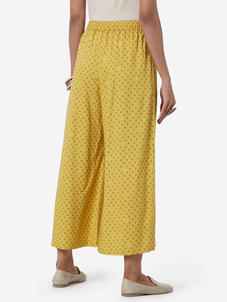 Utsa Yellow Bandhini Print Palazzos