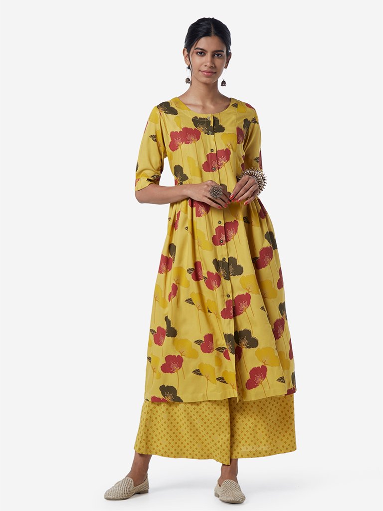 Utsa Yellow Bandhini Print Palazzos
