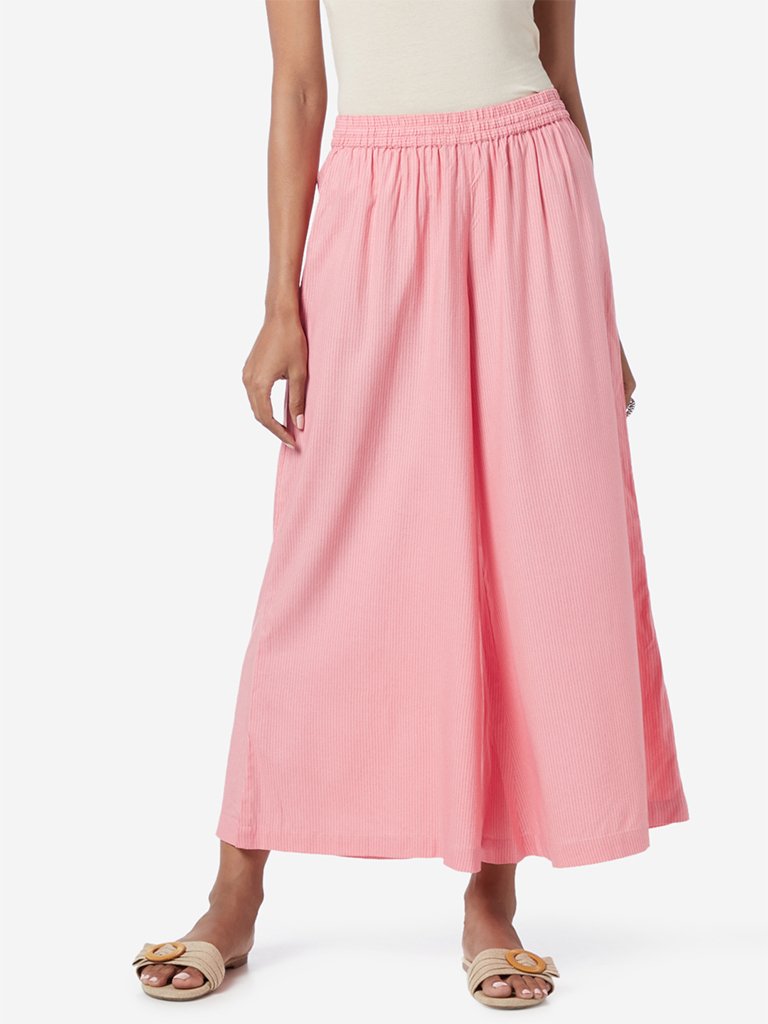 Utsa Blush Pink Printed Cropped Palazzos