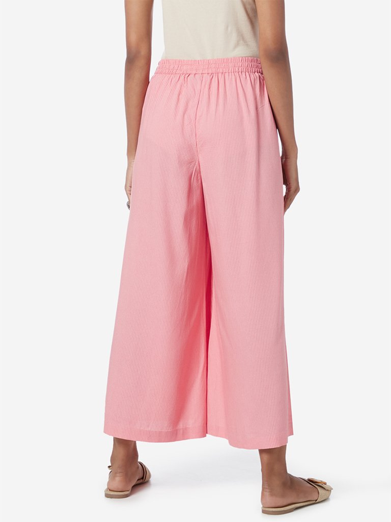 Utsa Blush Pink Printed Cropped Palazzos