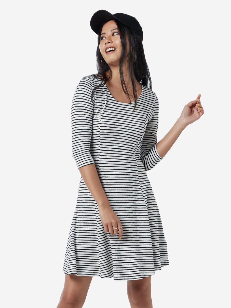 Nuon White Striped Rachel Dress