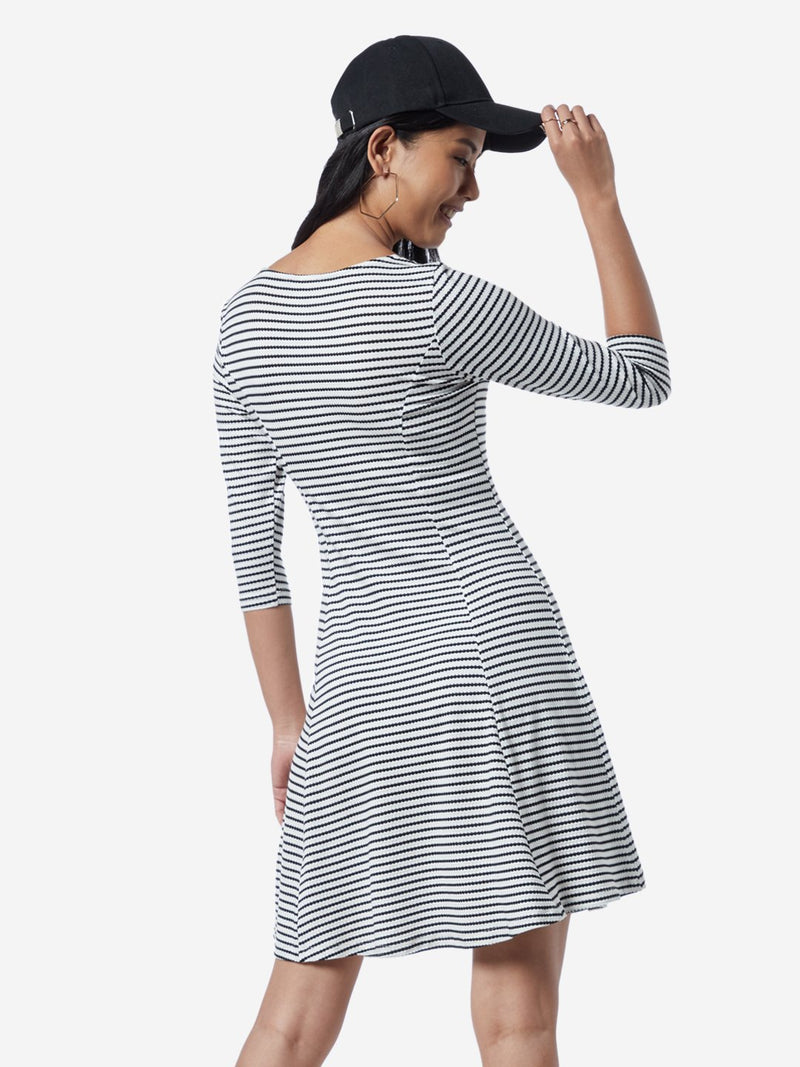 Nuon White Striped Rachel Dress