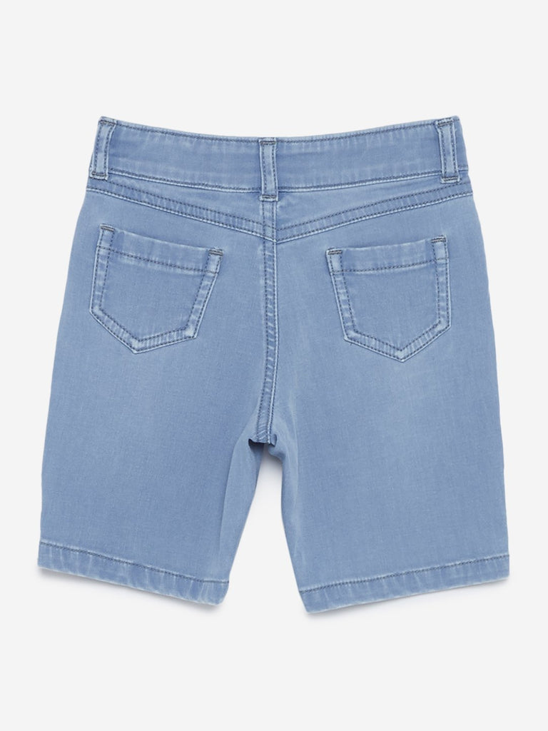 HOP Kids Blue Floral High-Waist Shorts