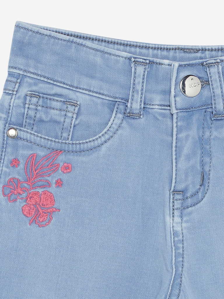 HOP Kids Blue Floral High-Waist Shorts