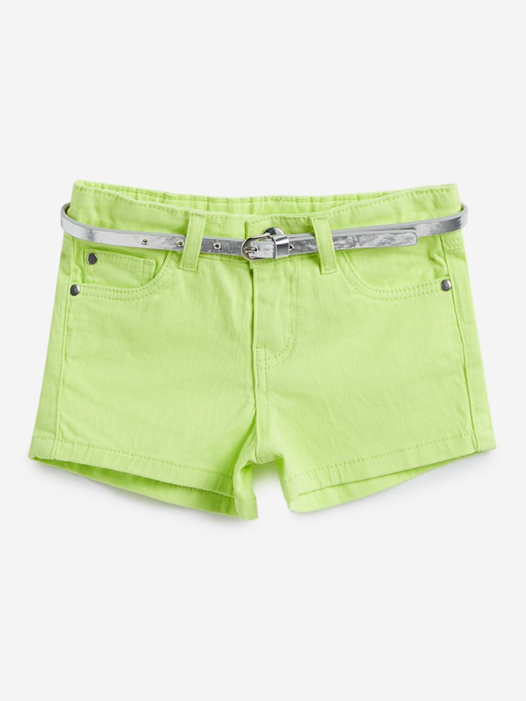HOP Kids Lime-Green Shorts with Belt