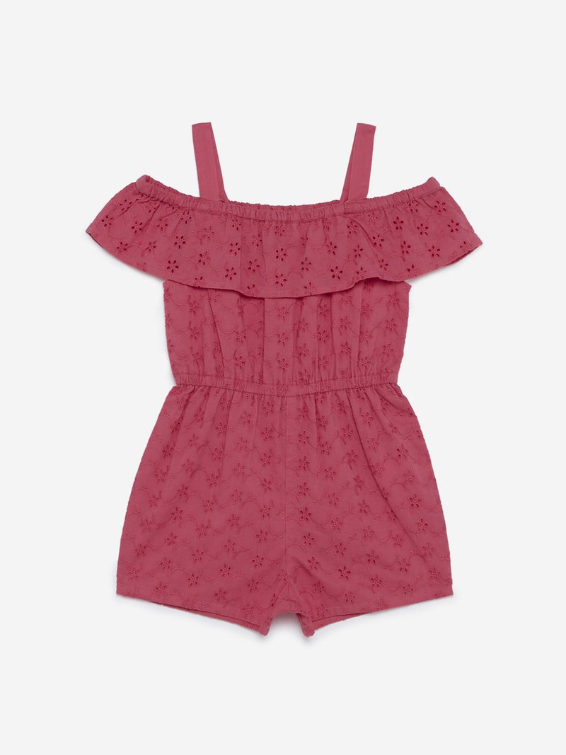 HOP Kids Fuchsia Floral Cutout Design Jumpsuit