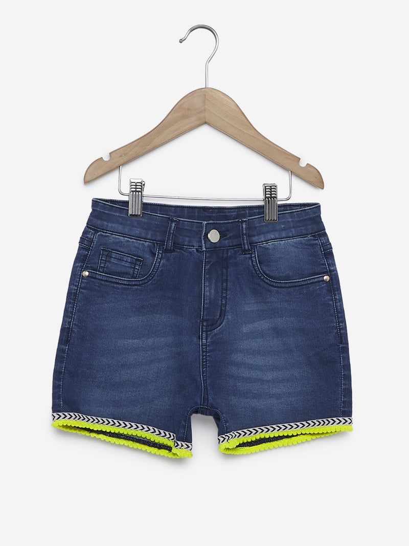 Y&F Kids Blue Pom-Pom Pattern Shorts