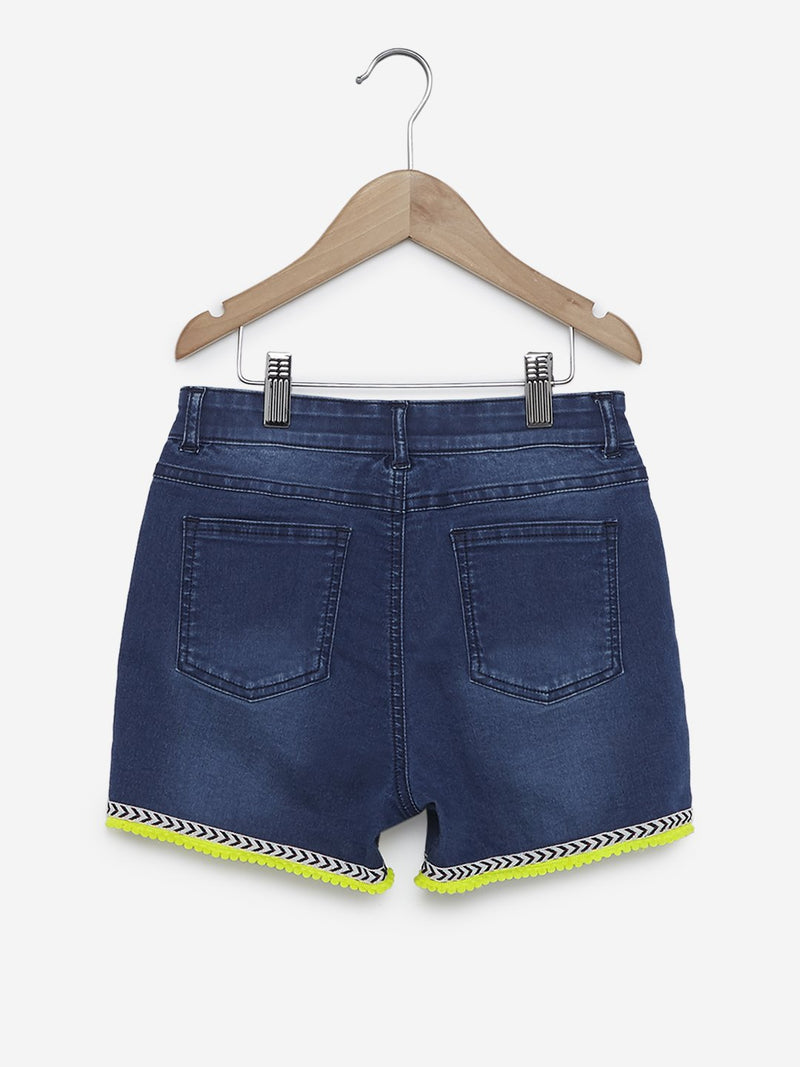 Y&F Kids Blue Pom-Pom Pattern Shorts