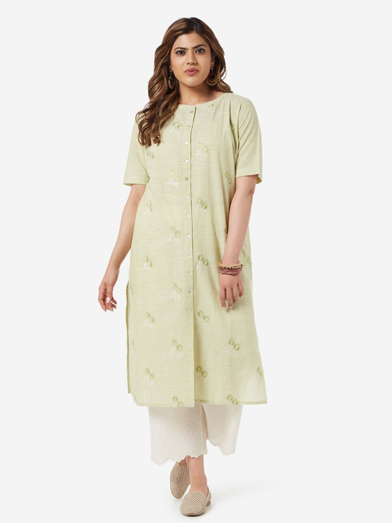Diza Curve Light Green Pomegranate Design Kurta