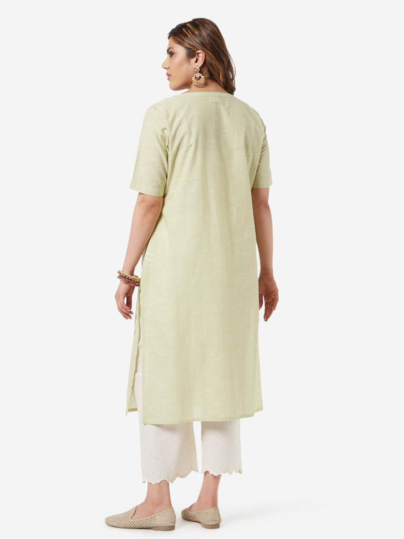 Diza Curve Light Green Pomegranate Design Kurta
