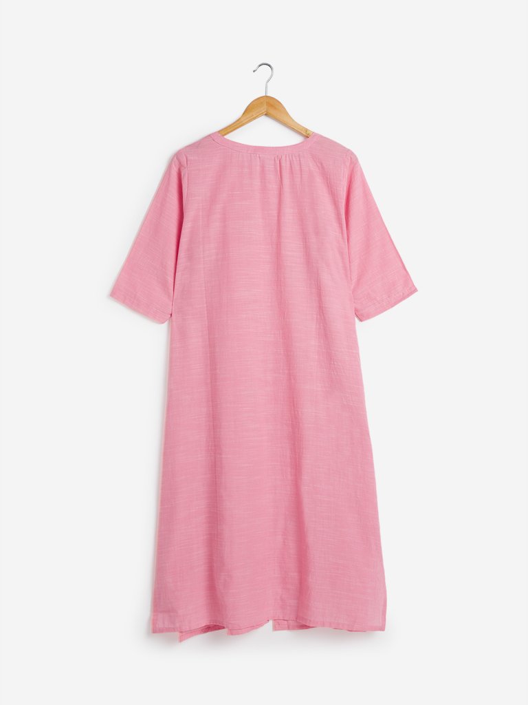 Diza Curves Pink Floral Straight Kurta