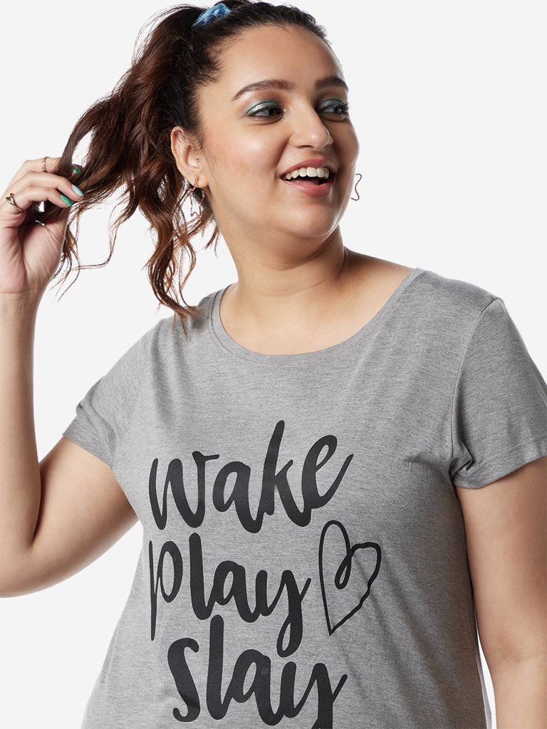 Sassy Soda Curves Grey Melange Edna T-Shirt