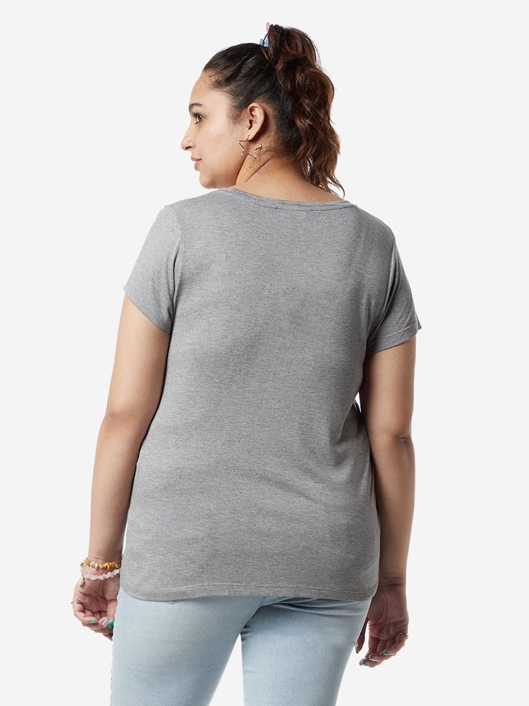 Sassy Soda Curves Grey Melange Edna T-Shirt