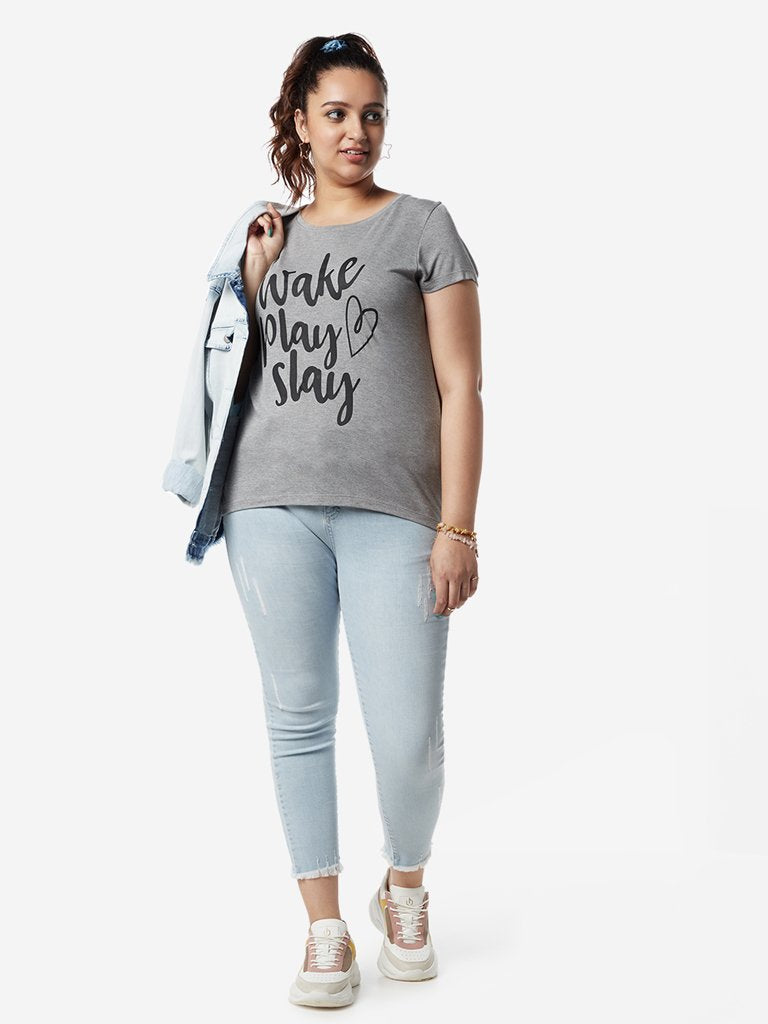 Sassy Soda Curves Grey Melange Edna T-Shirt