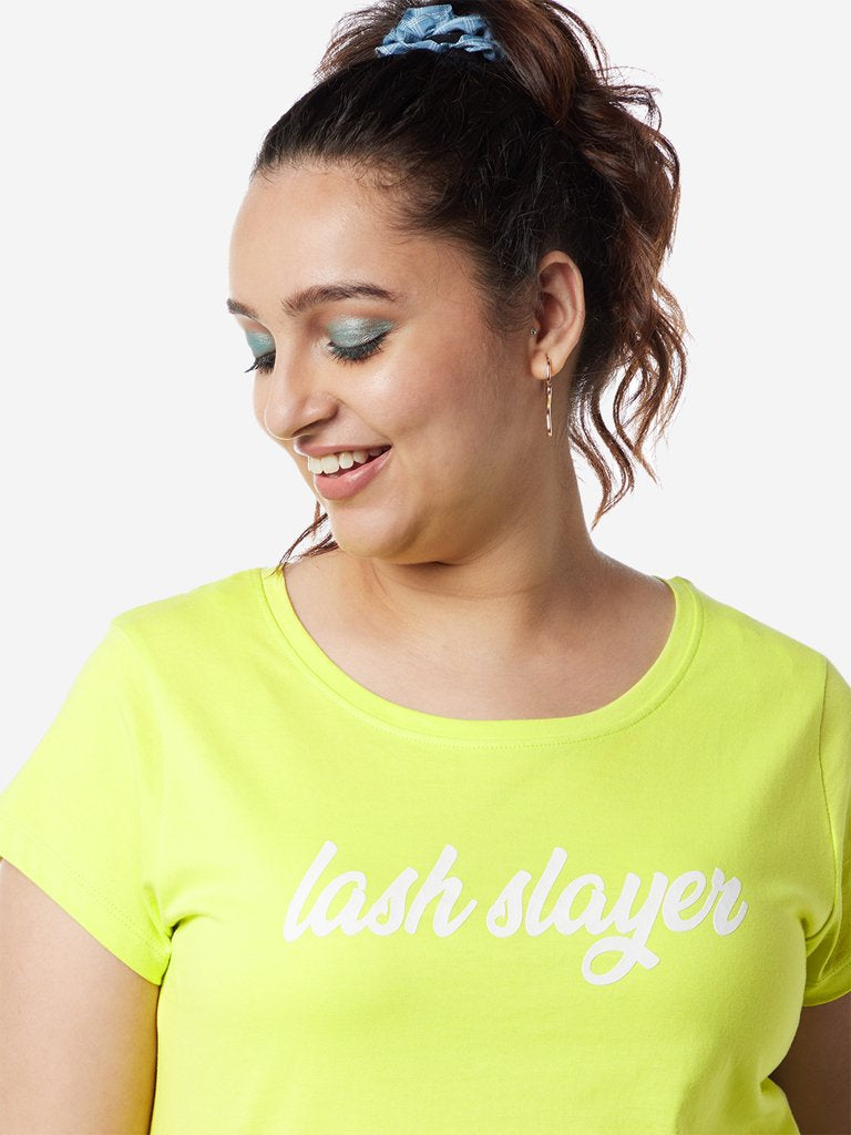 Sassy Soda Curves Lime Green Printed Edna T-Shirt