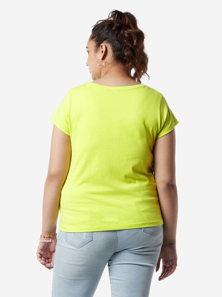 Sassy Soda Curves Lime Green Printed Edna T-Shirt