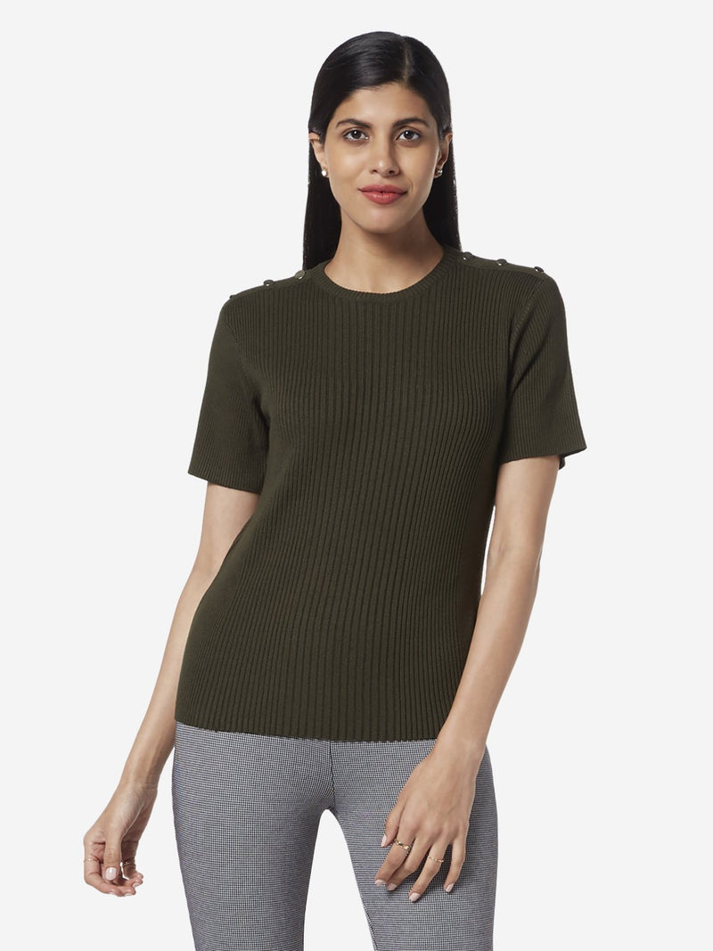 Wardrobe Olive Ribbed Amaze Top