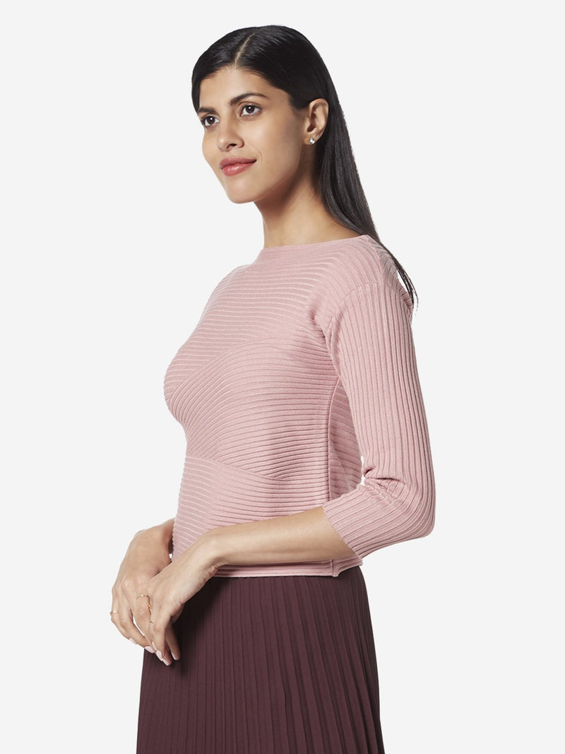 Wardrobe Dusty Pink Ribbed Stefanel Top