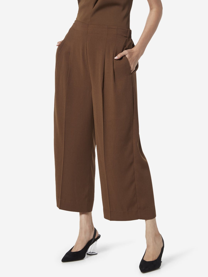 Wardrobe Tan Pleat-Detailed Rayna Culottes
