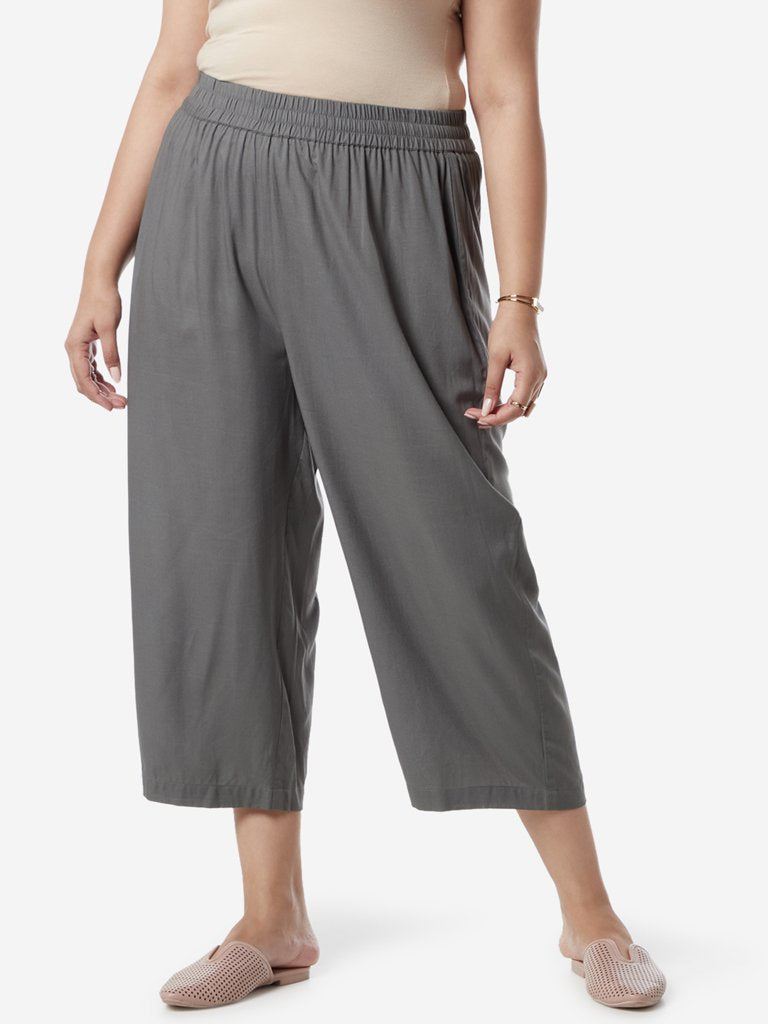 Diza Curves Grey Cropped Palazzos
