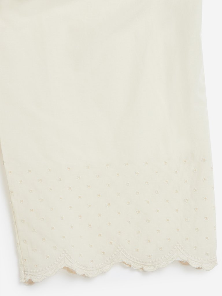 Diza Curves Off-White Cut-Out Detailed Palazzos