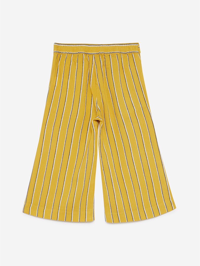 Utsa Kids Yellow Striped Palazzos