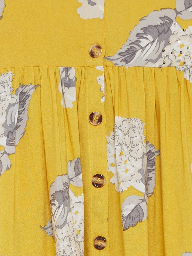 Utsa Kids Yellow Floral Patterned Dress