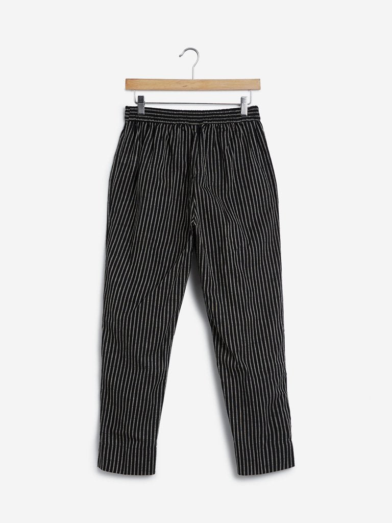 Utsa Black Striped Ethnic Pants