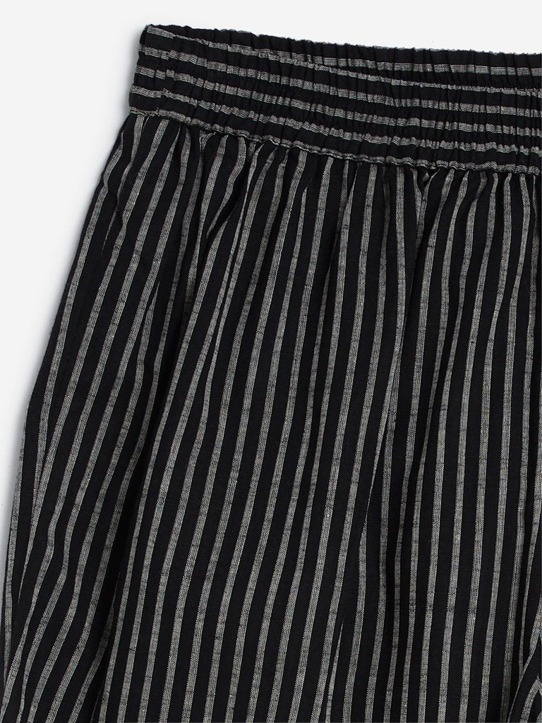 Utsa Black Striped Ethnic Pants