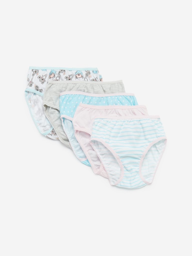 HOP Kids Aqua Koala Girls Briefs Pack Of Five