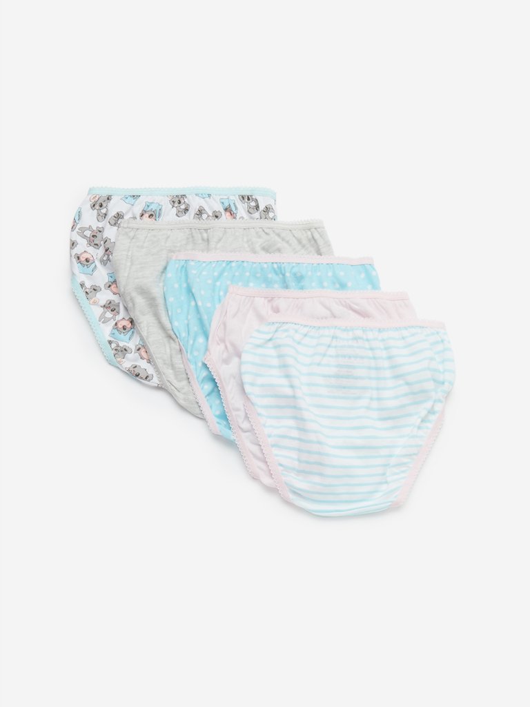 HOP Kids Aqua Koala Girls Briefs Pack Of Five